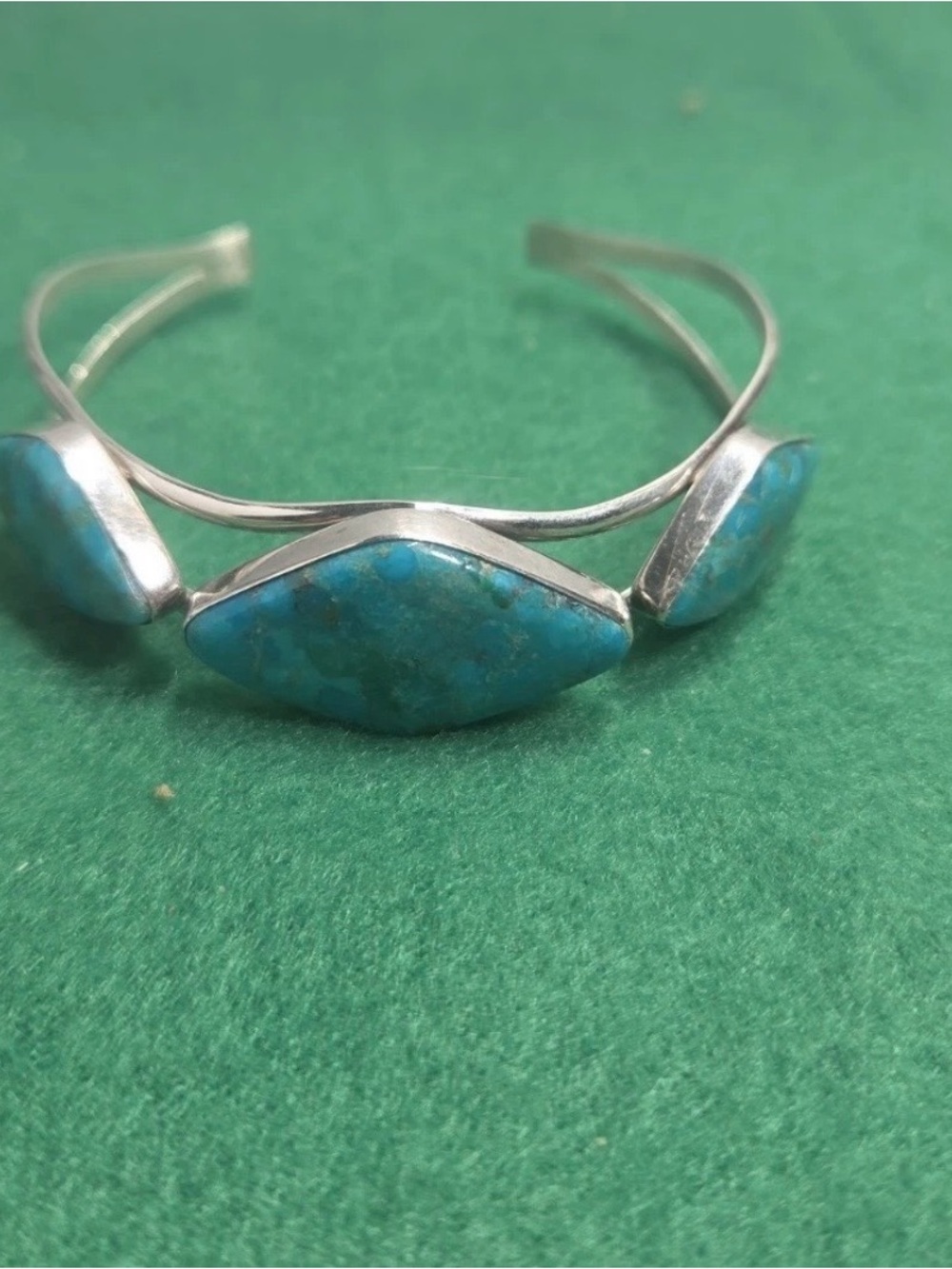Vintage 3 Stone Sterling Turquoise Bracelet